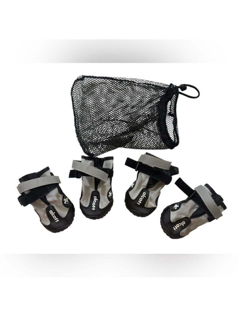 Alcott Dog Adventure Boot Shoes Reflective Black/Gray Set SzMed